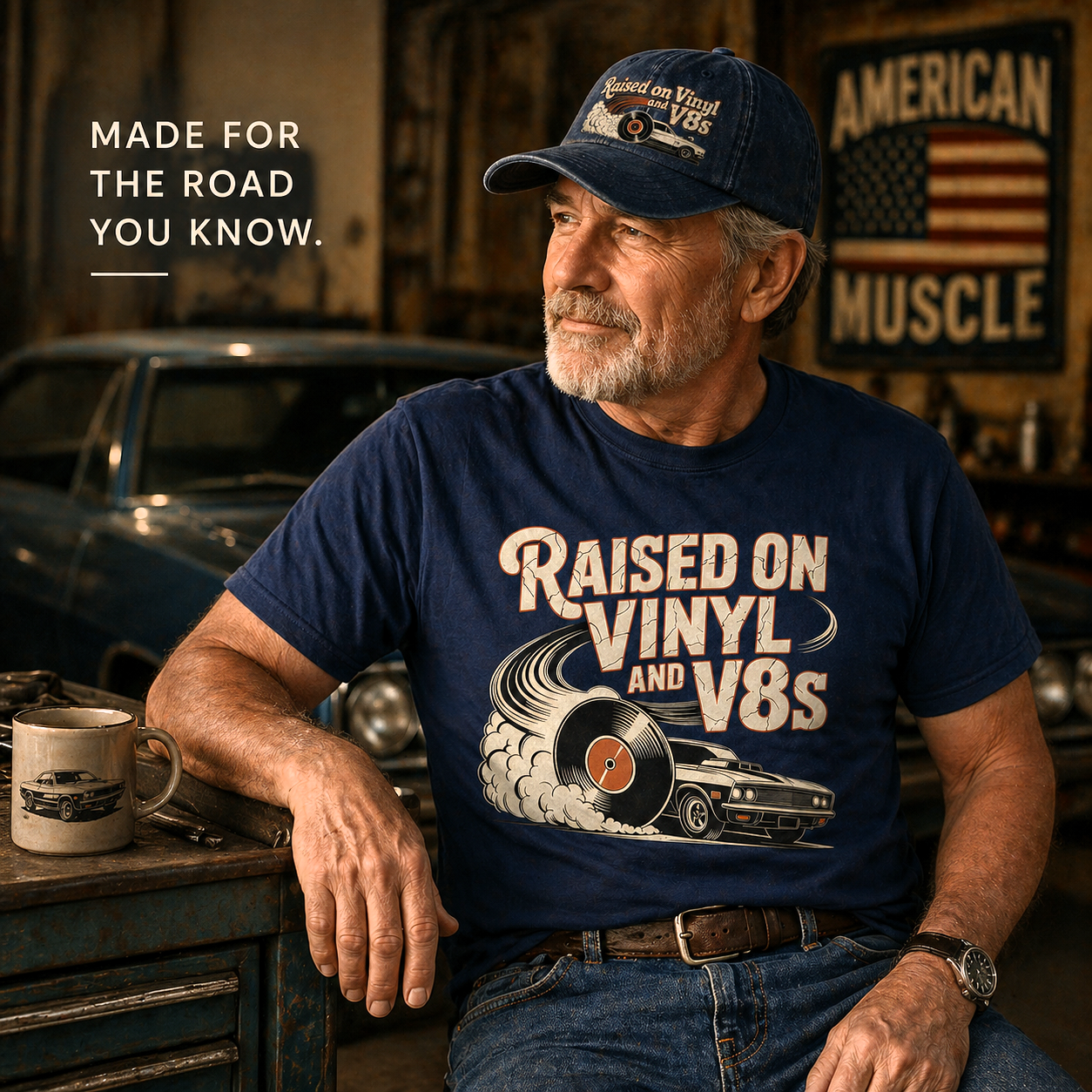 "Raised on Vinyl and V8s" Vintage T-Shirt