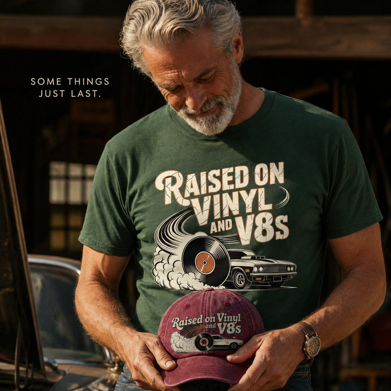 "Raised on Vinyl and V8s" Vintage T-Shirt