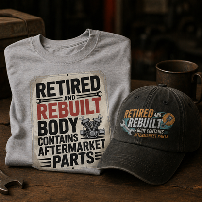 "Retired and Rebuilt. Body Contains Aftermarket Parts" Vintage T-Shirt