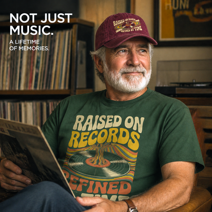 "Raised On Records. Refined By Time" Vintage T-Shirt