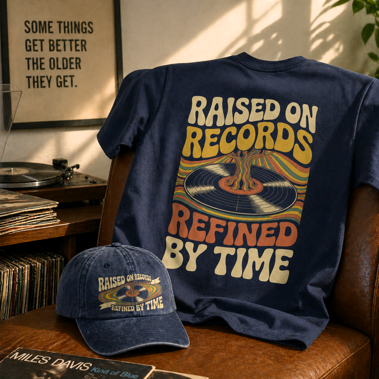 "Raised On Records. Refined By Time" Vintage T-Shirt