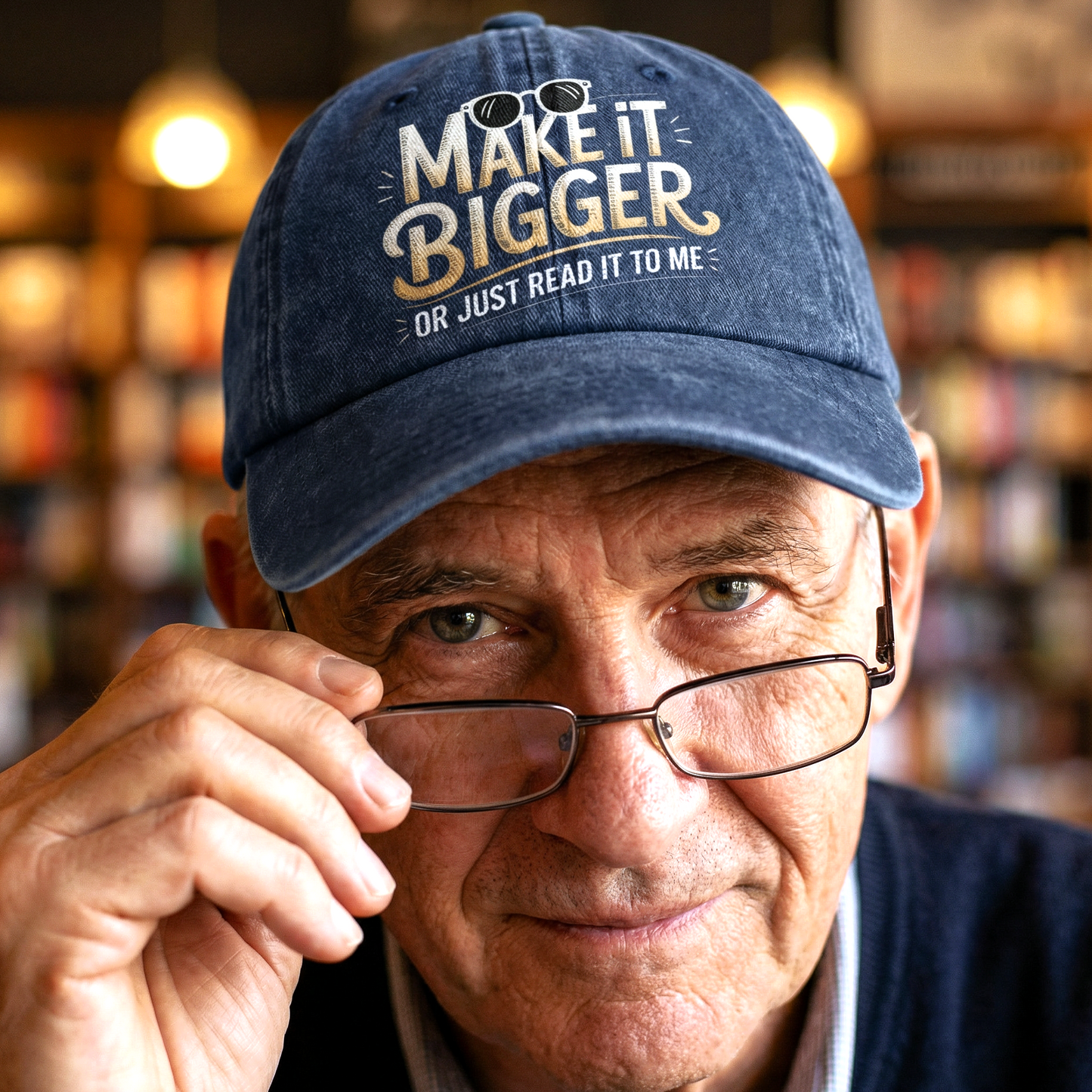 Make It Bigger Or Just Read It To Me – Playful Typography Washed Cap