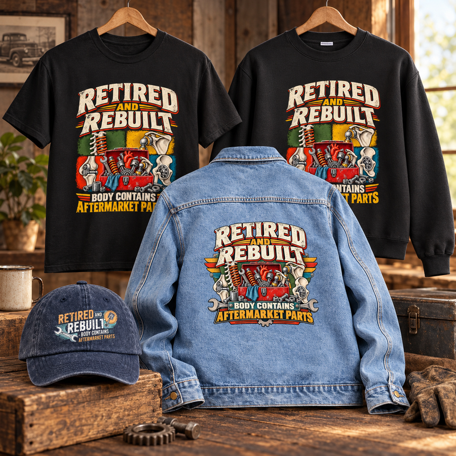 "Retired And Rebuilt. Body Contains Aftermarket Parts" Vintage T-Shirt