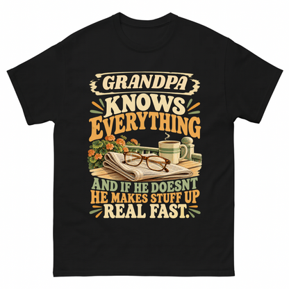 Black vintage t-shirt with Your Name Knows Everything printed front design