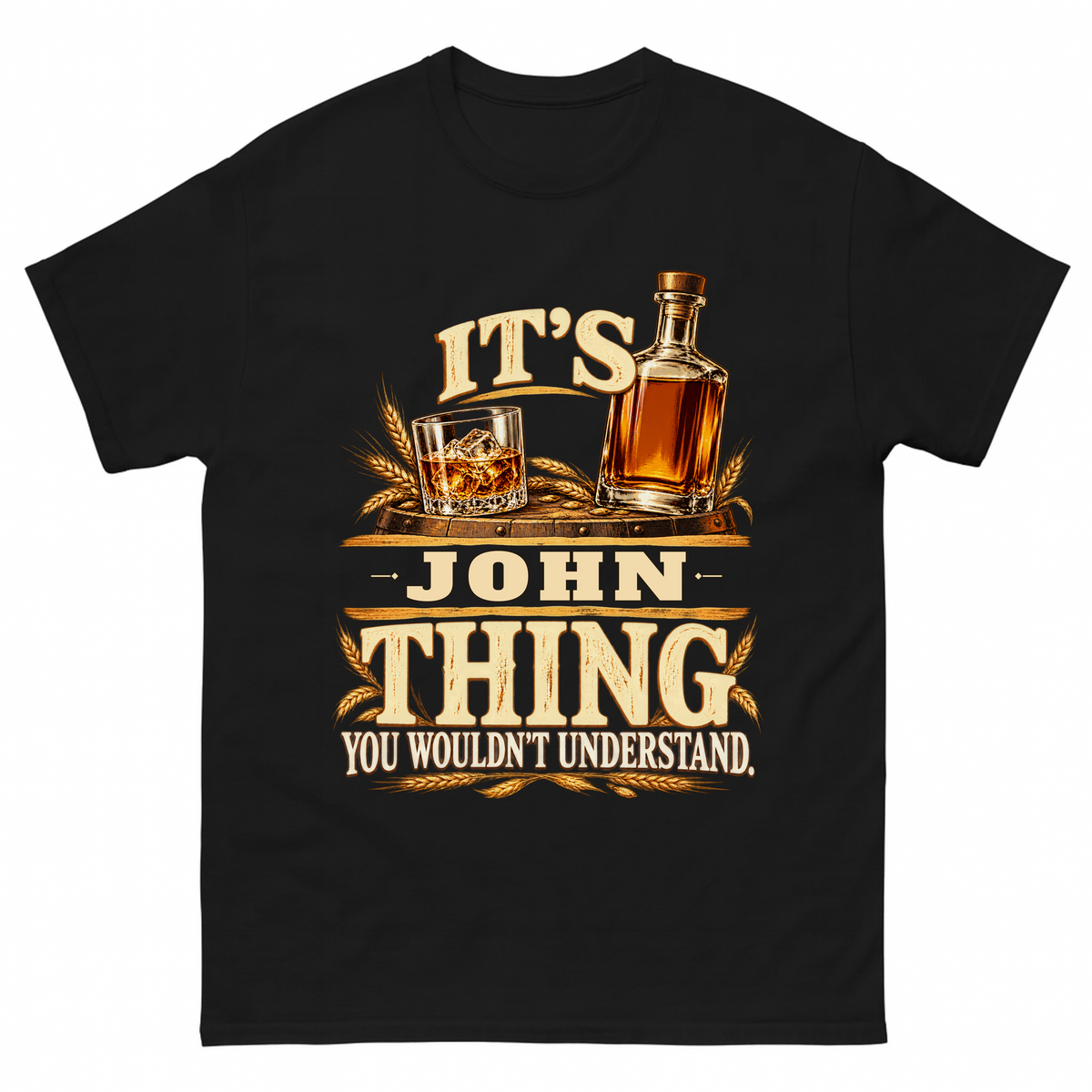 Black vintage t-shirt with It's Your Name Thing printed front design
