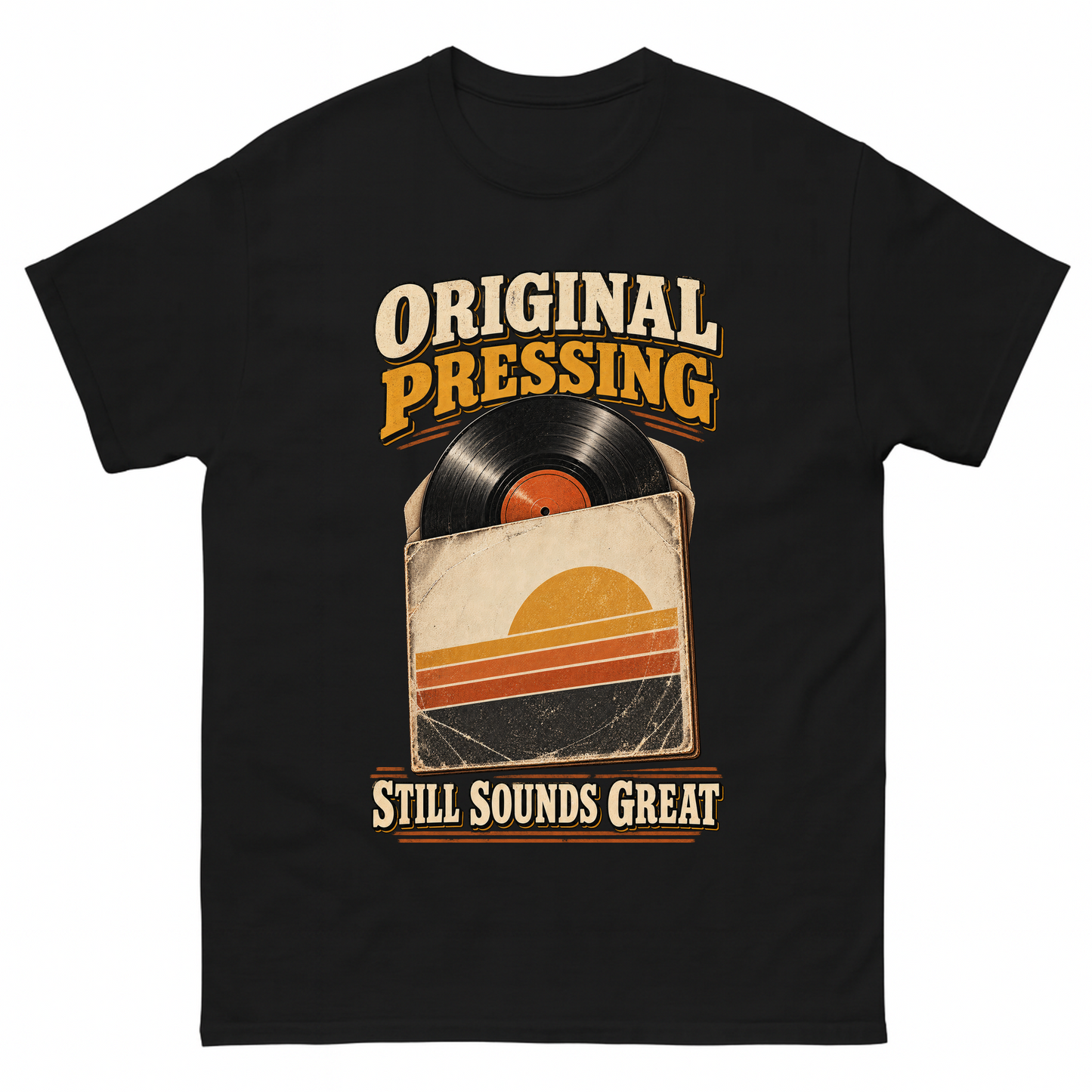 Black vintage t-shirt with 43 original pressing ideogram 4x printed front design