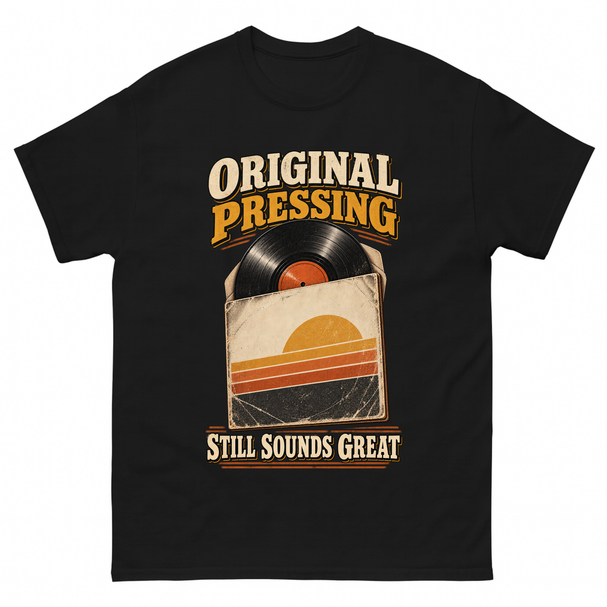 Black vintage t-shirt with 43 original pressing ideogram 4x printed front design