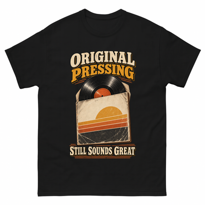 Black vintage t-shirt with 43 original pressing ideogram 4x printed front design