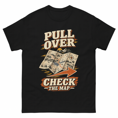 Black vintage t-shirt with Pull Over. Check The Map printed front design