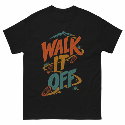Black vintage t-shirt with Walk It Off printed front design