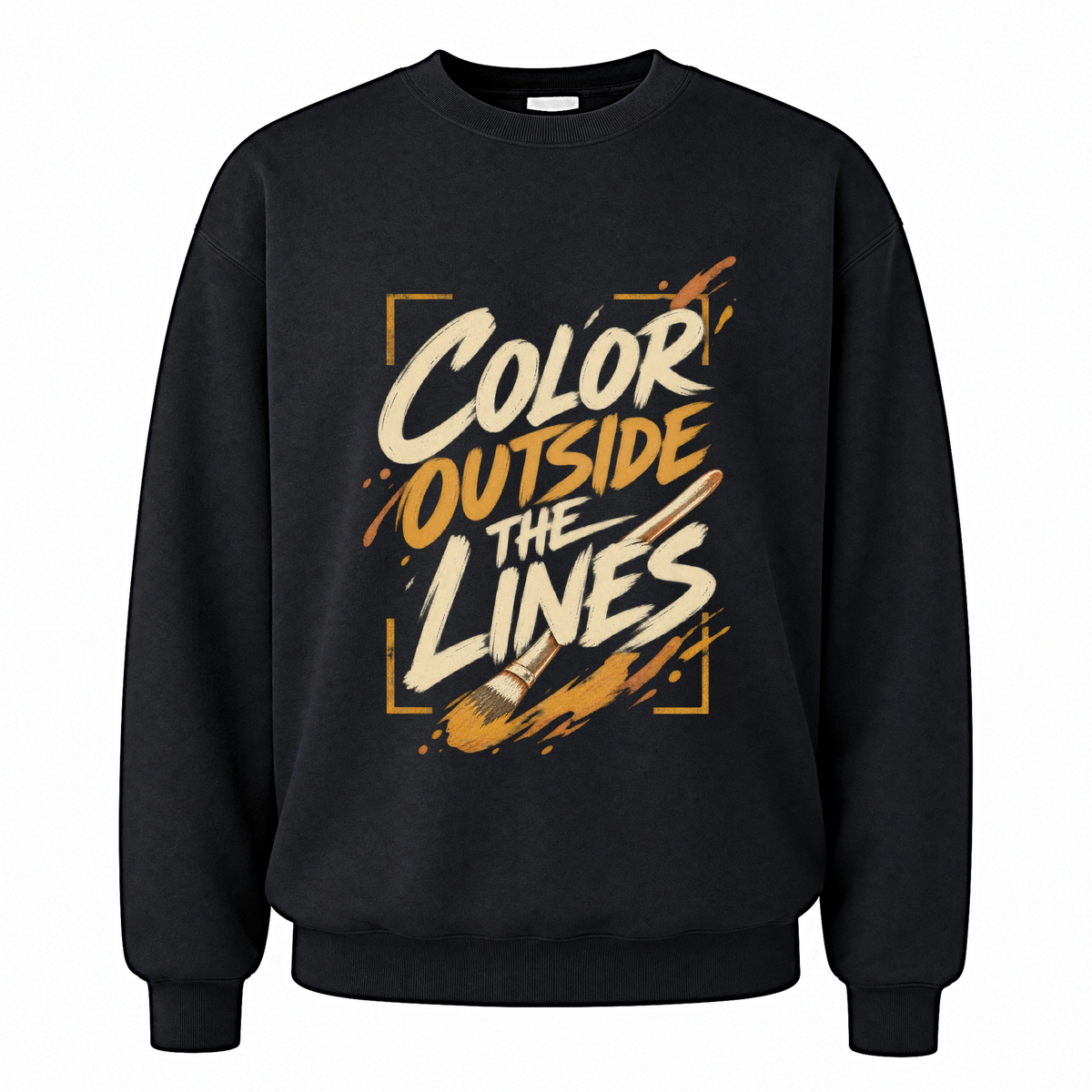 Black vintage sweatshirt with Painting Outside The Lines printed front design