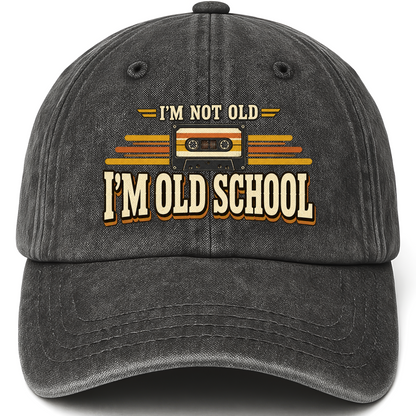 Black vintage washed cap with 41 i m old school ideogram 4x TRIM pad80 printed front design