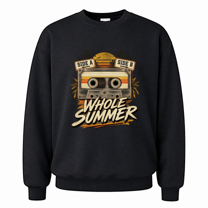 Black vintage sweatshirt with Side A Side B Whole Summer printed front design