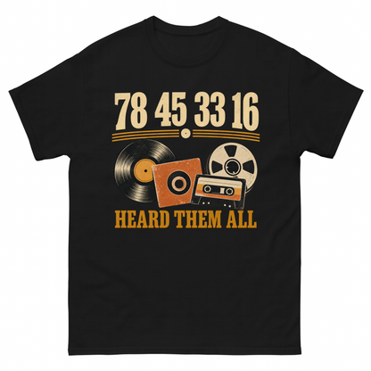 Black vintage t-shirt with 78 45 3316 Hard Them All printed front design