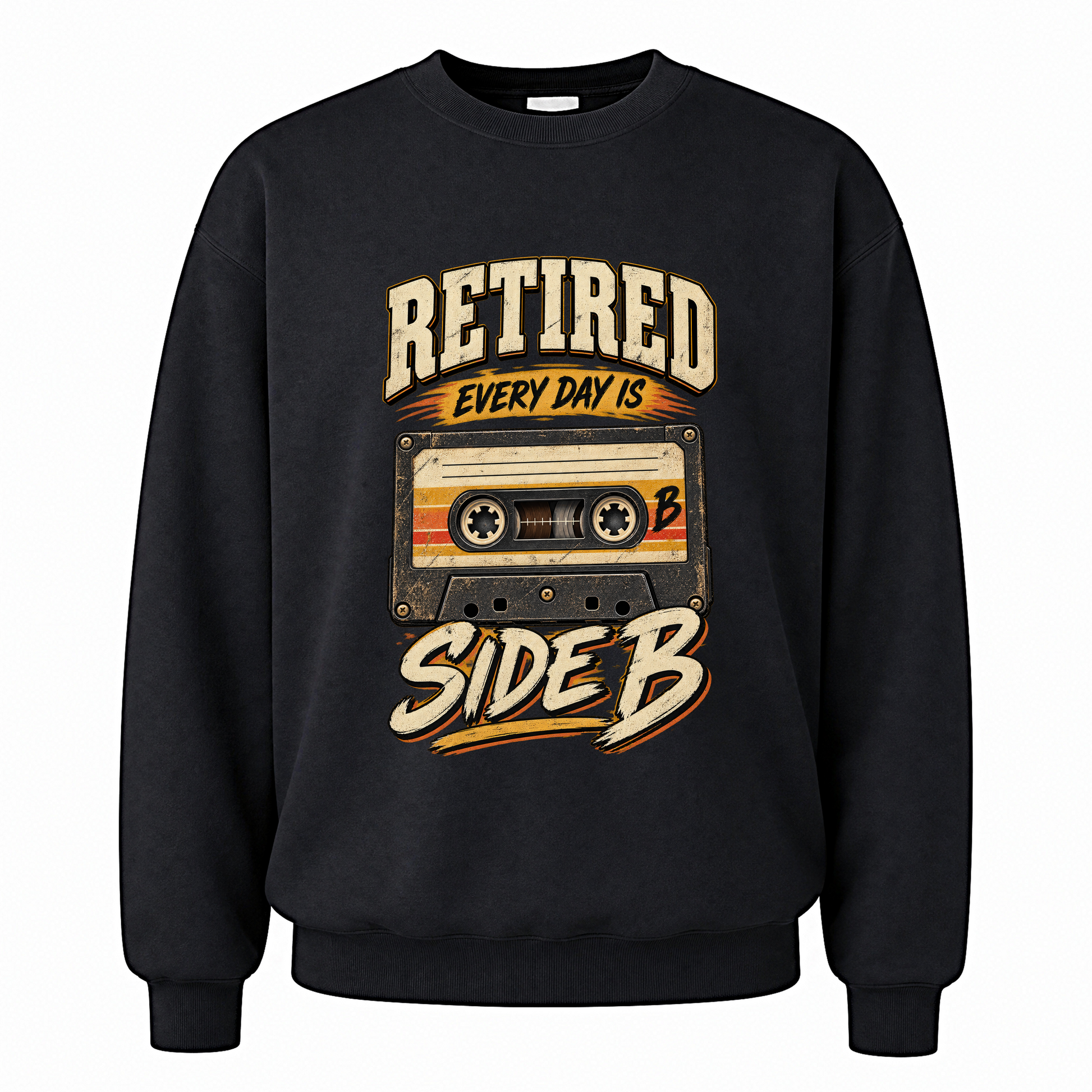 Black vintage sweatshirt with 38 every day is side b ideogram 4x printed front design