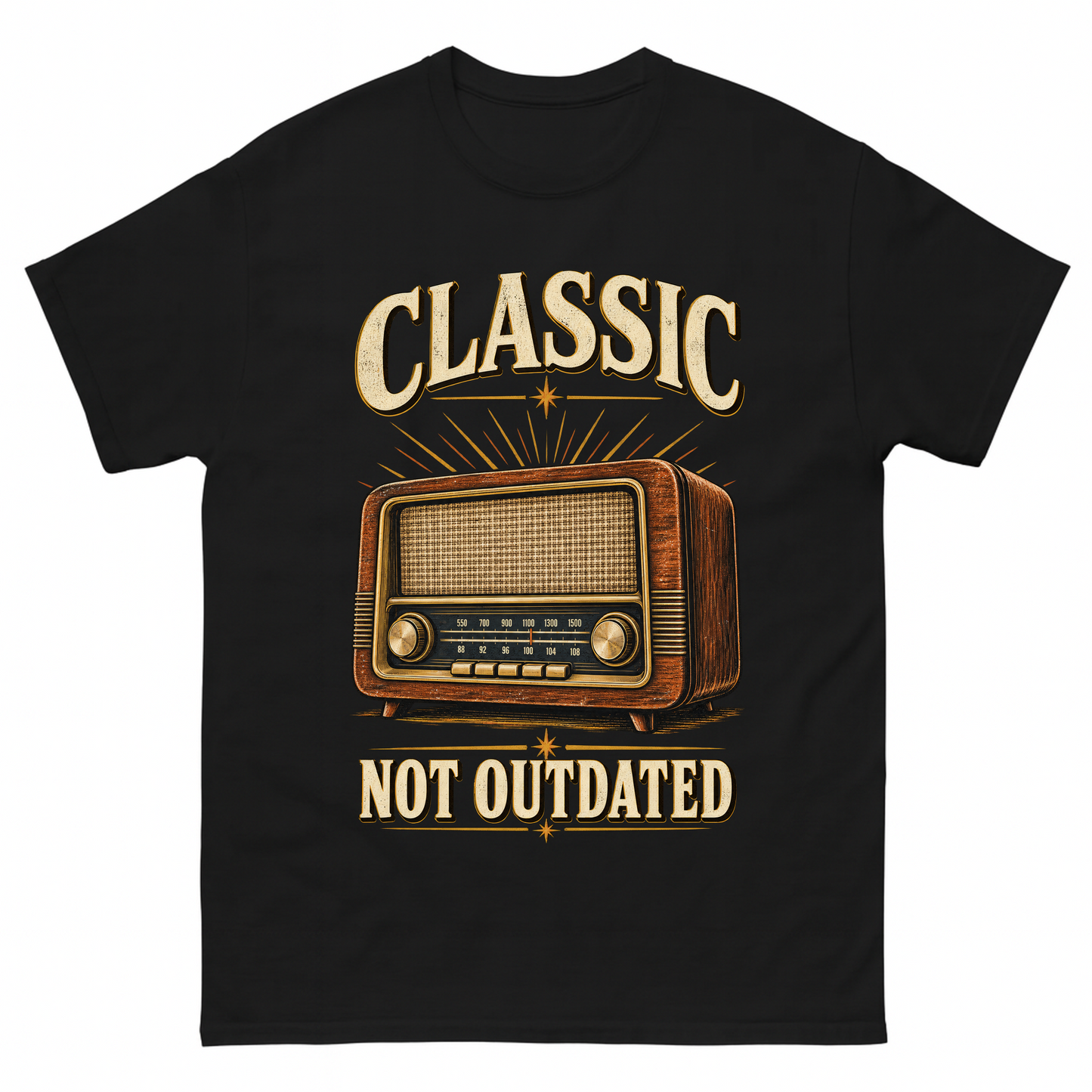 Black vintage t-shirt with 44 classic not outdated ideogram 4x printed front design