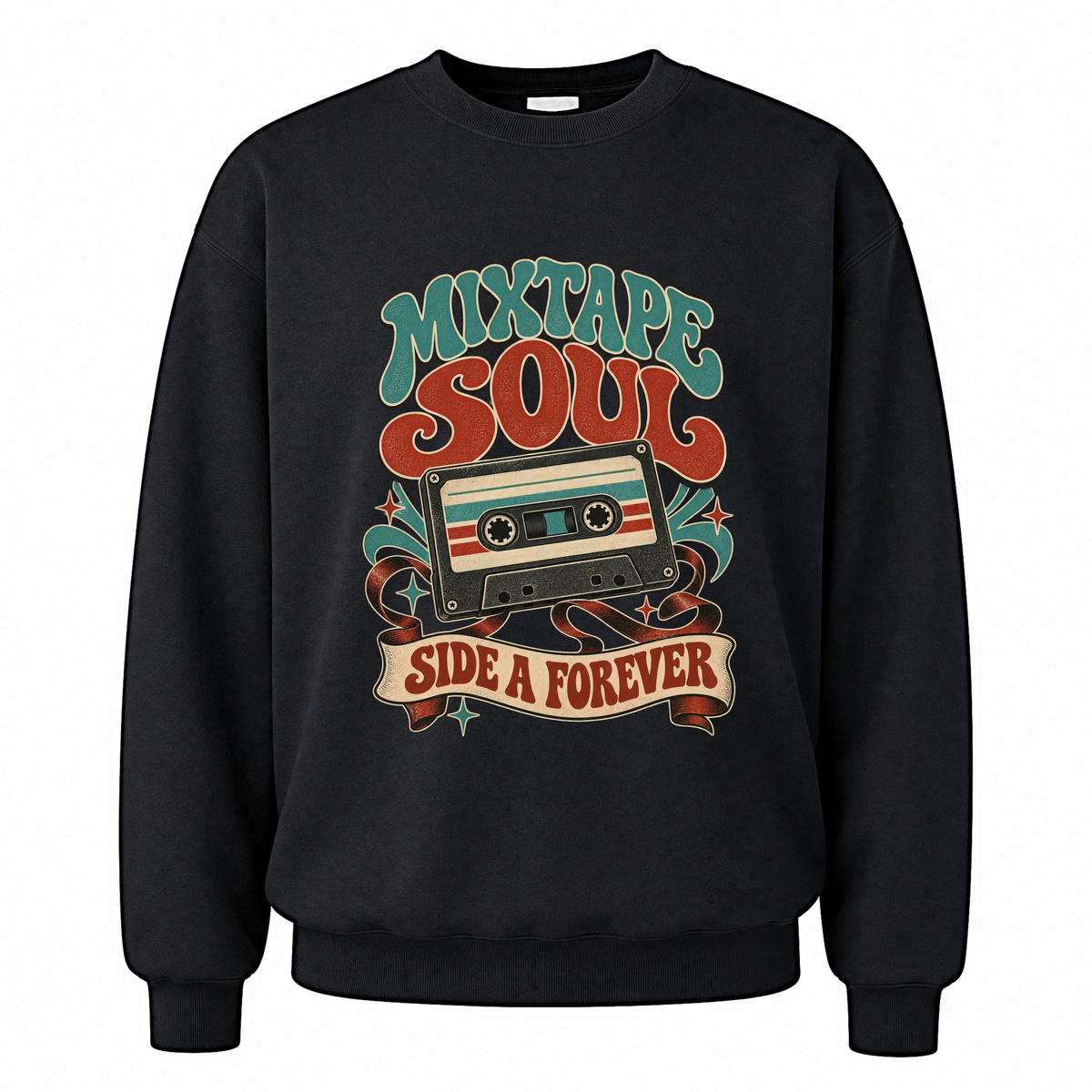 Black vintage sweatshirt with Mixtape Soul Side A Forever printed front design
