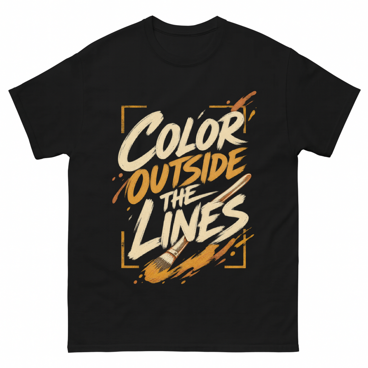Black vintage t-shirt with Painting Outside The Lines printed front design