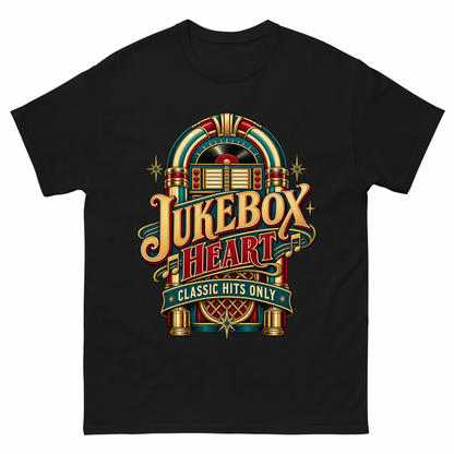 Black vintage t-shirt with Jukebox Heart Classic Hits Only printed front design