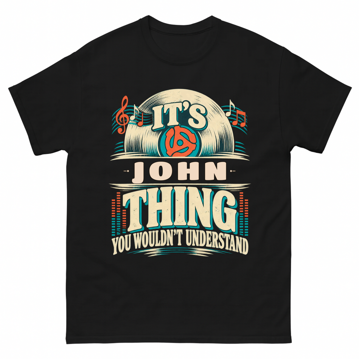 Black vintage t-shirt with It's Your Name Thing printed front design