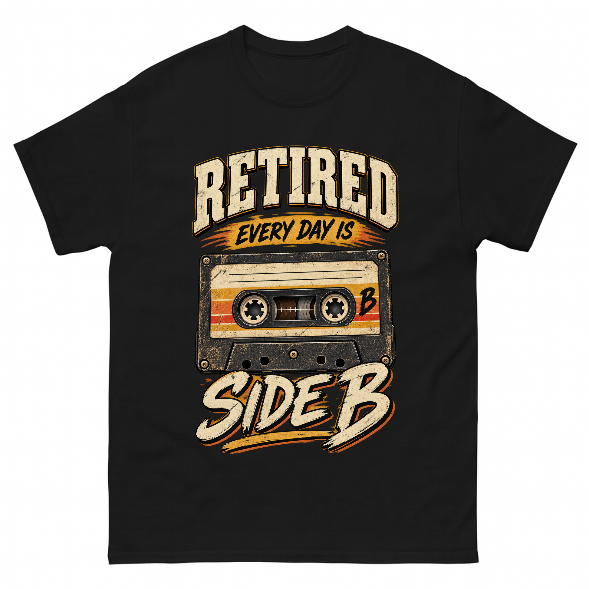 Black vintage t-shirt with 38 every day is side b ideogram 4x printed front design