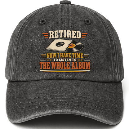 Black vintage washed cap with 37 time for the whole album ideogram 4x TRIM pad80 printed front design