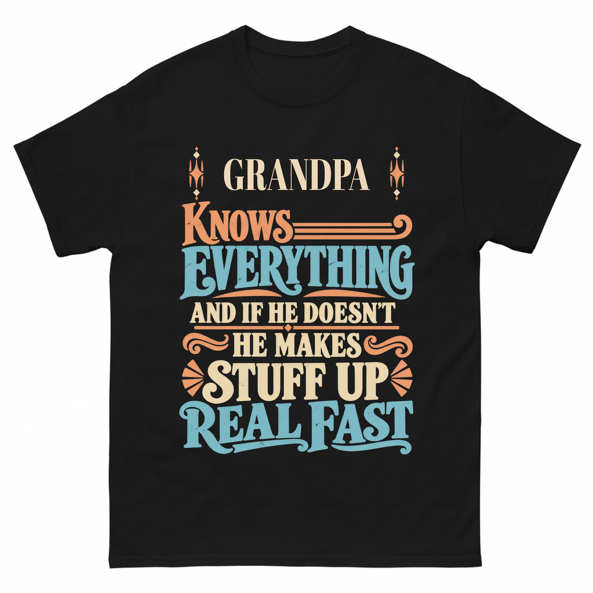Black vintage t-shirt with Your Name Knows Everything Retro printed front design