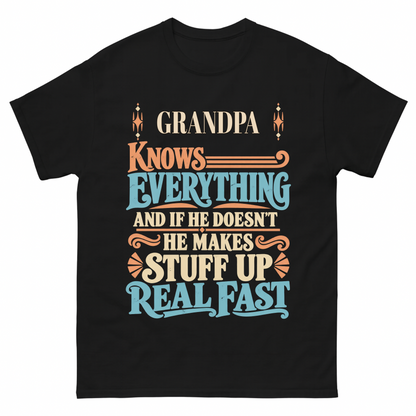 Black vintage t-shirt with Your Name Knows Everything Retro printed front design