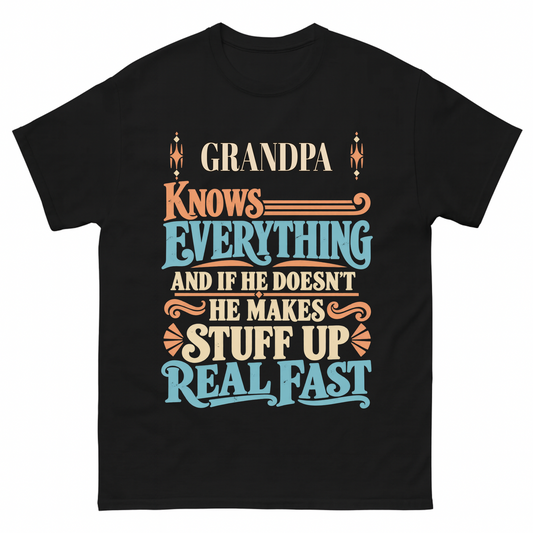 Black vintage t-shirt with Your Name Knows Everything Retro printed front design