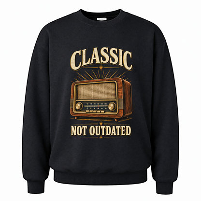 Black vintage sweatshirt with 44 classic not outdated ideogram 4x printed front design