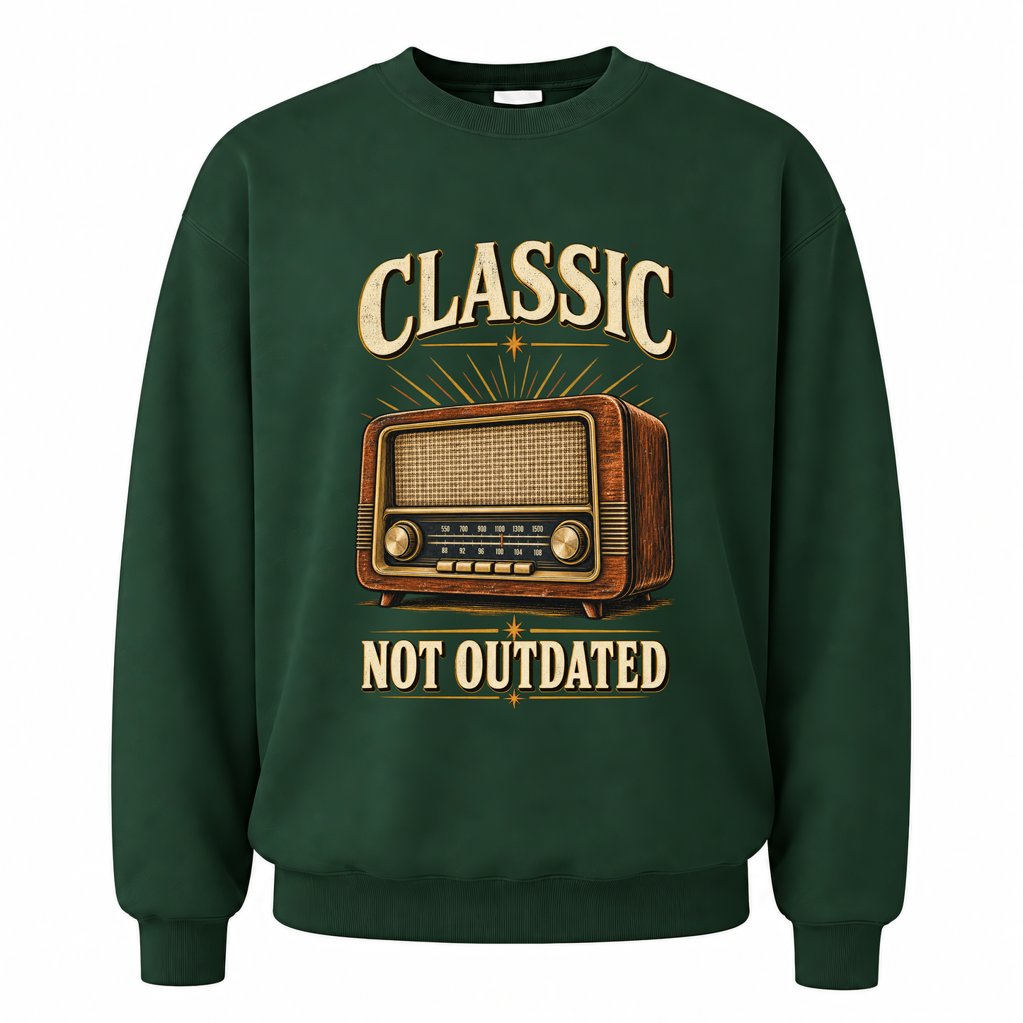 Forest Green vintage sweatshirt with 44 classic not outdated ideogram 4x printed front design