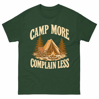 Forest Green vintage t-shirt with Camp More. Complain Less printed front design