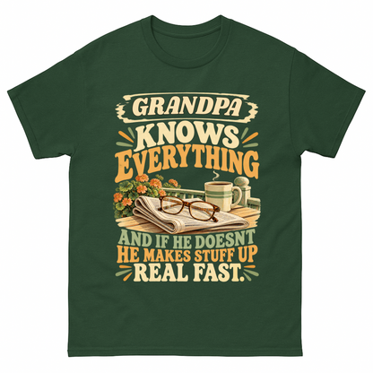 Forest Green vintage t-shirt with Your Name Knows Everything printed front design