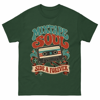 Forest Green vintage t-shirt with Mixtape Soul Side A Forever printed front design