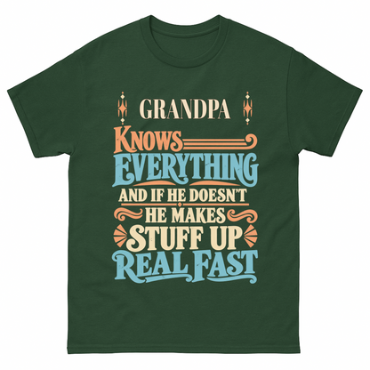 Forest Green vintage t-shirt with Your Name Knows Everything Retro printed front design