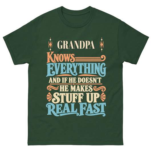 Forest Green vintage t-shirt with Your Name Knows Everything Retro printed front design