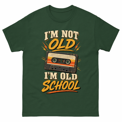 Forest Green vintage t-shirt with 41 i m old school ideogram 4x printed front design