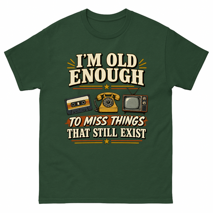 Forest Green vintage t-shirt with 42 miss things that still exist ideogram 4x printed front design