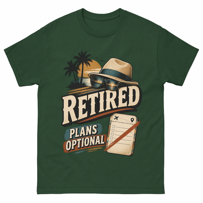 Forest Green vintage t-shirt with Retired Plans Optional printed front design