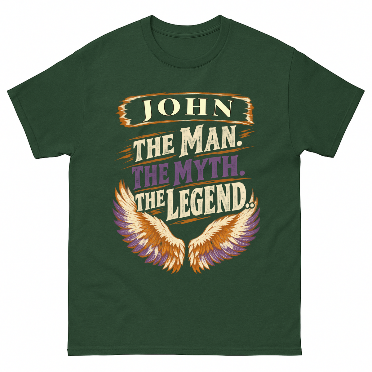 Forest Green vintage t-shirt with Your Name The Man The Myth The Legend Eagle Wings printed front design