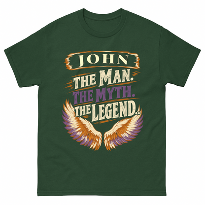 Forest Green vintage t-shirt with Your Name The Man The Myth The Legend Eagle Wings printed front design