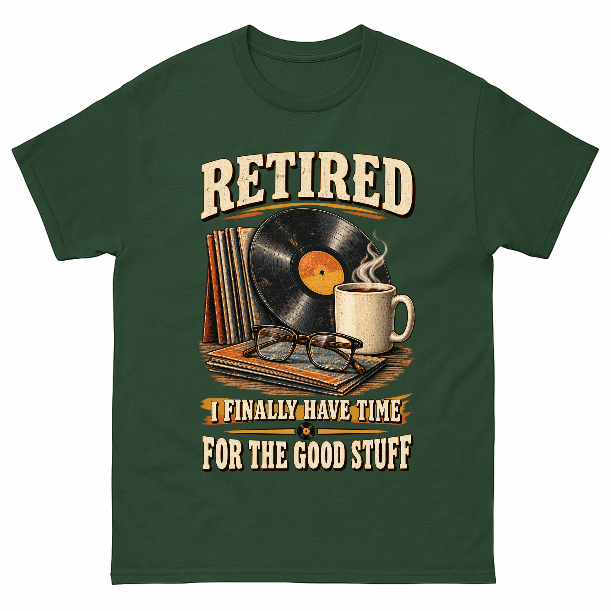 Forest Green vintage t-shirt with 40 time for the good stuff ideogram 4x printed front design