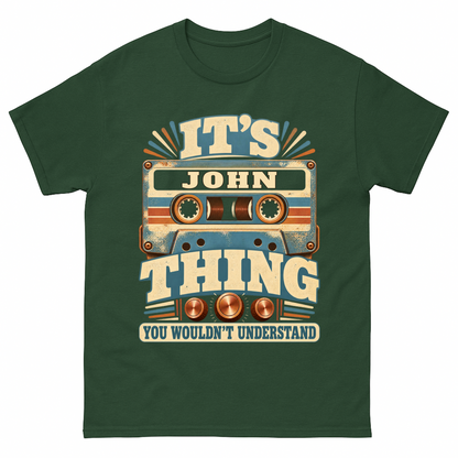 Forest Green vintage t-shirt with It's Your Name Thing printed front design