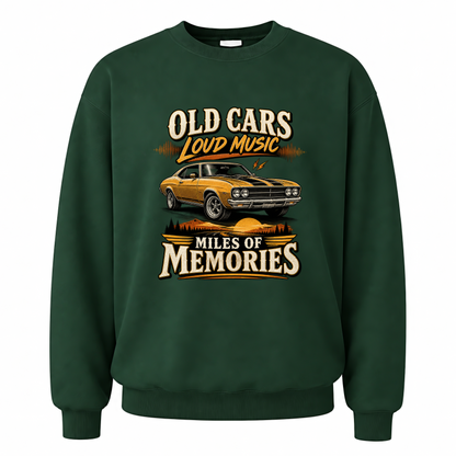 Forest Green vintage sweatshirt with Happy Weekend! printed front design