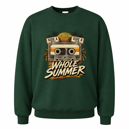 Forest Green vintage sweatshirt with Side A Side B Whole Summer printed front design