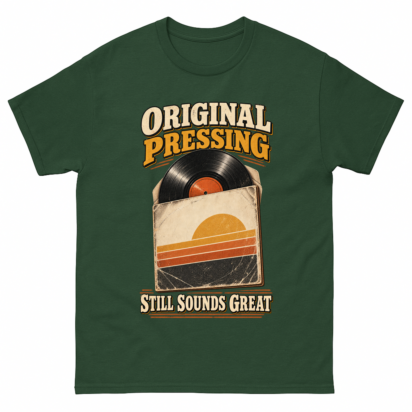 Forest Green vintage t-shirt with 43 original pressing ideogram 4x printed front design