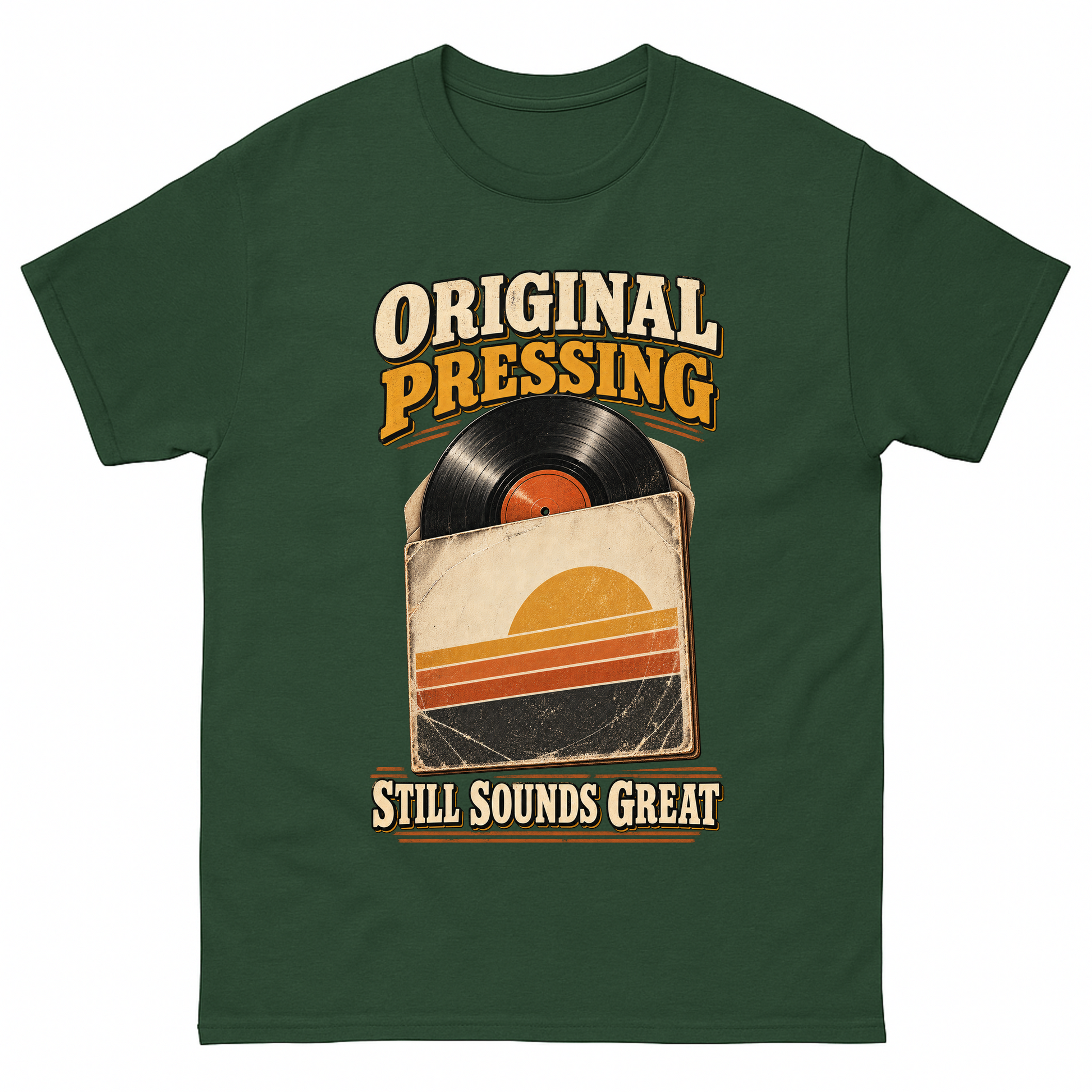 Forest Green vintage t-shirt with 43 original pressing ideogram 4x printed front design