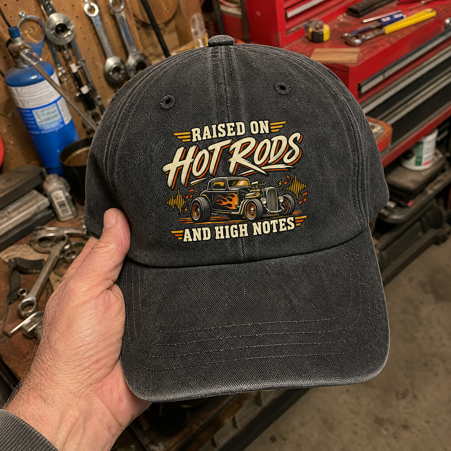 Find Your Undertone printed vintage washed cap, handheld view, casual product presentation