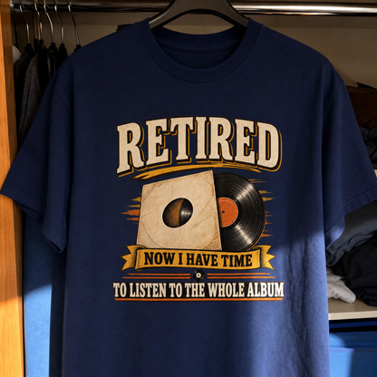 37 Time for the Whole Album vintage t-shirt with printed slogan, hanging view