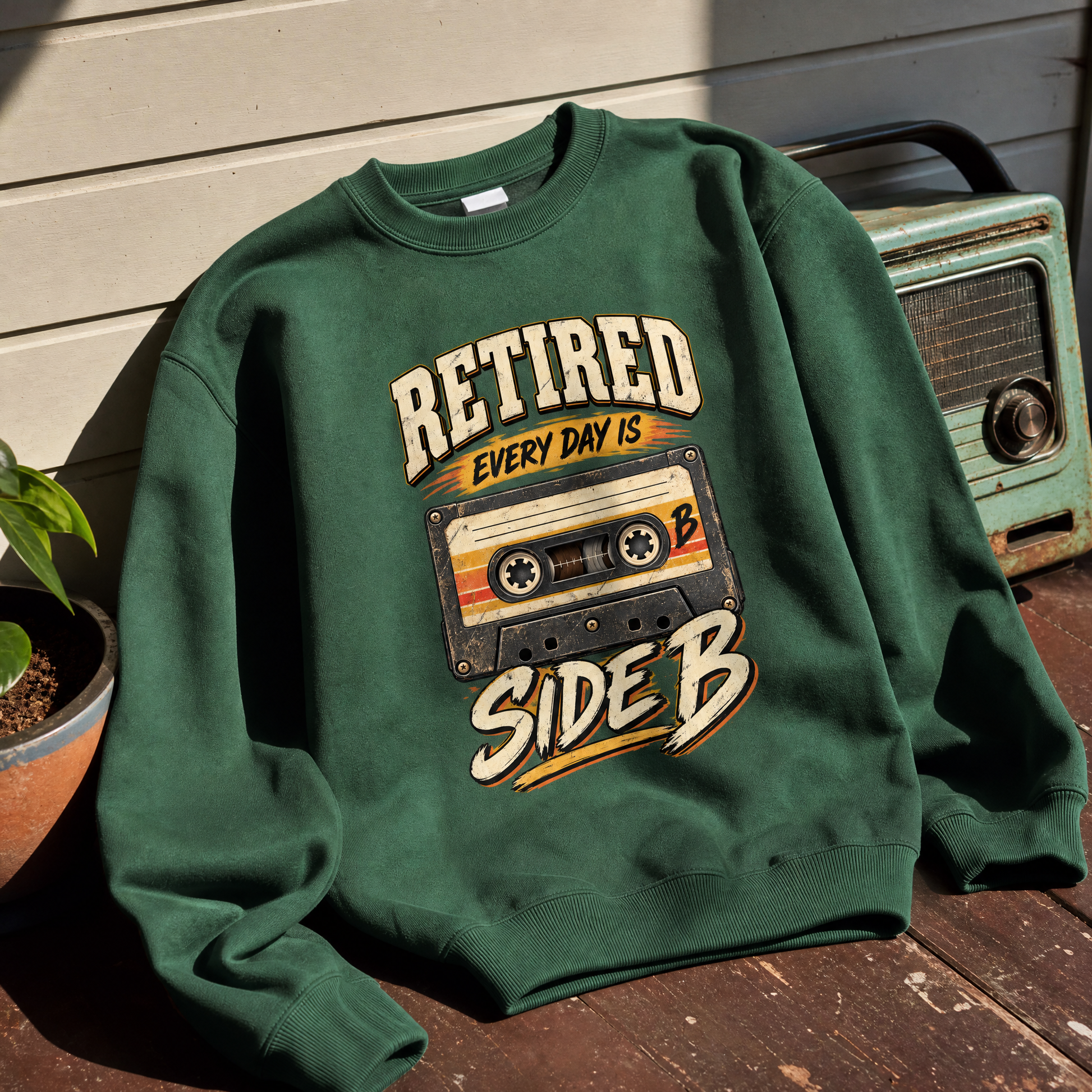 Vintage sweatshirt featuring printed “38 every day is side b ideogram 4x” design, hero view